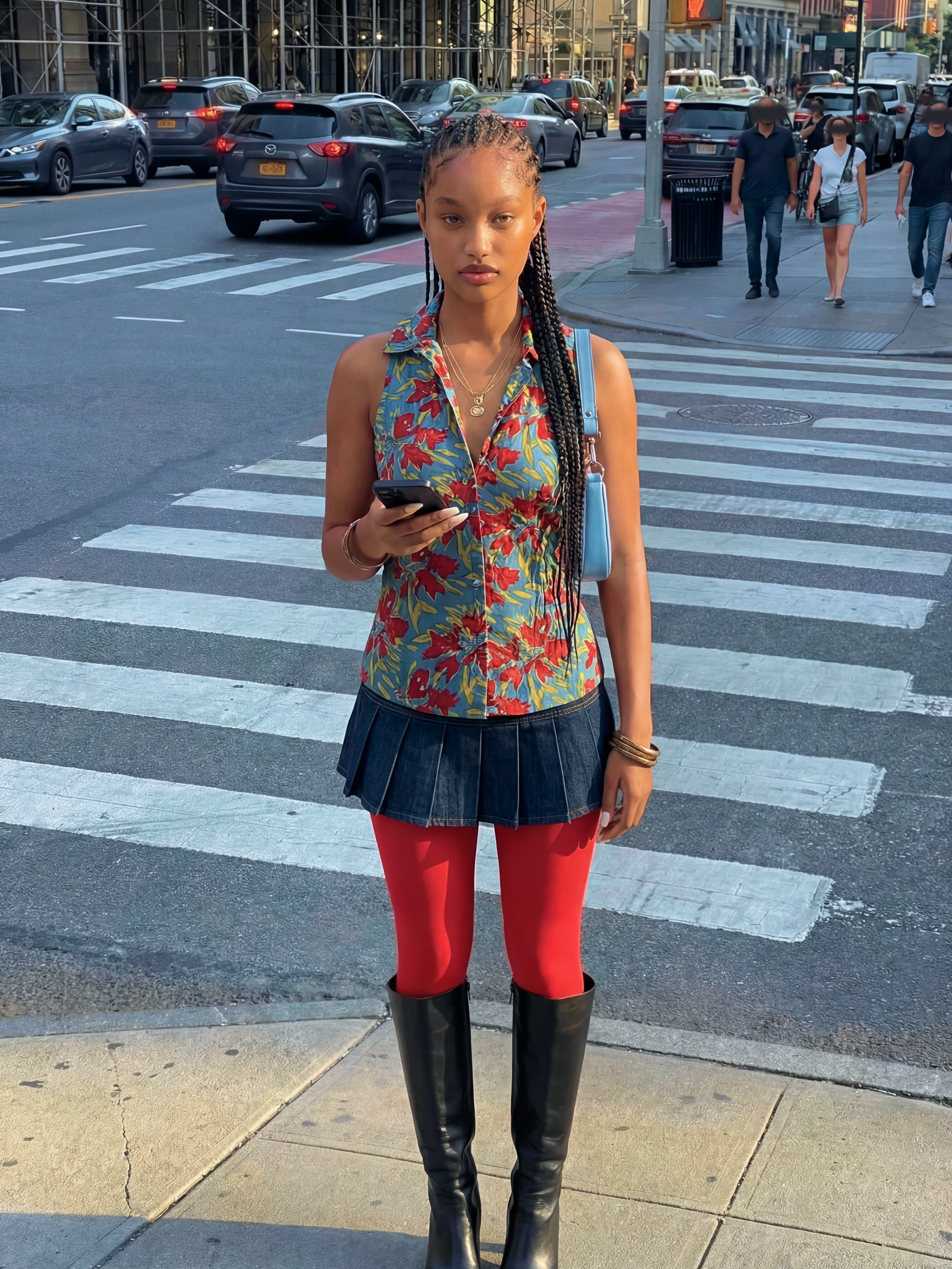 Ariha Handblock Halterneck Shirt – Azure Bloom