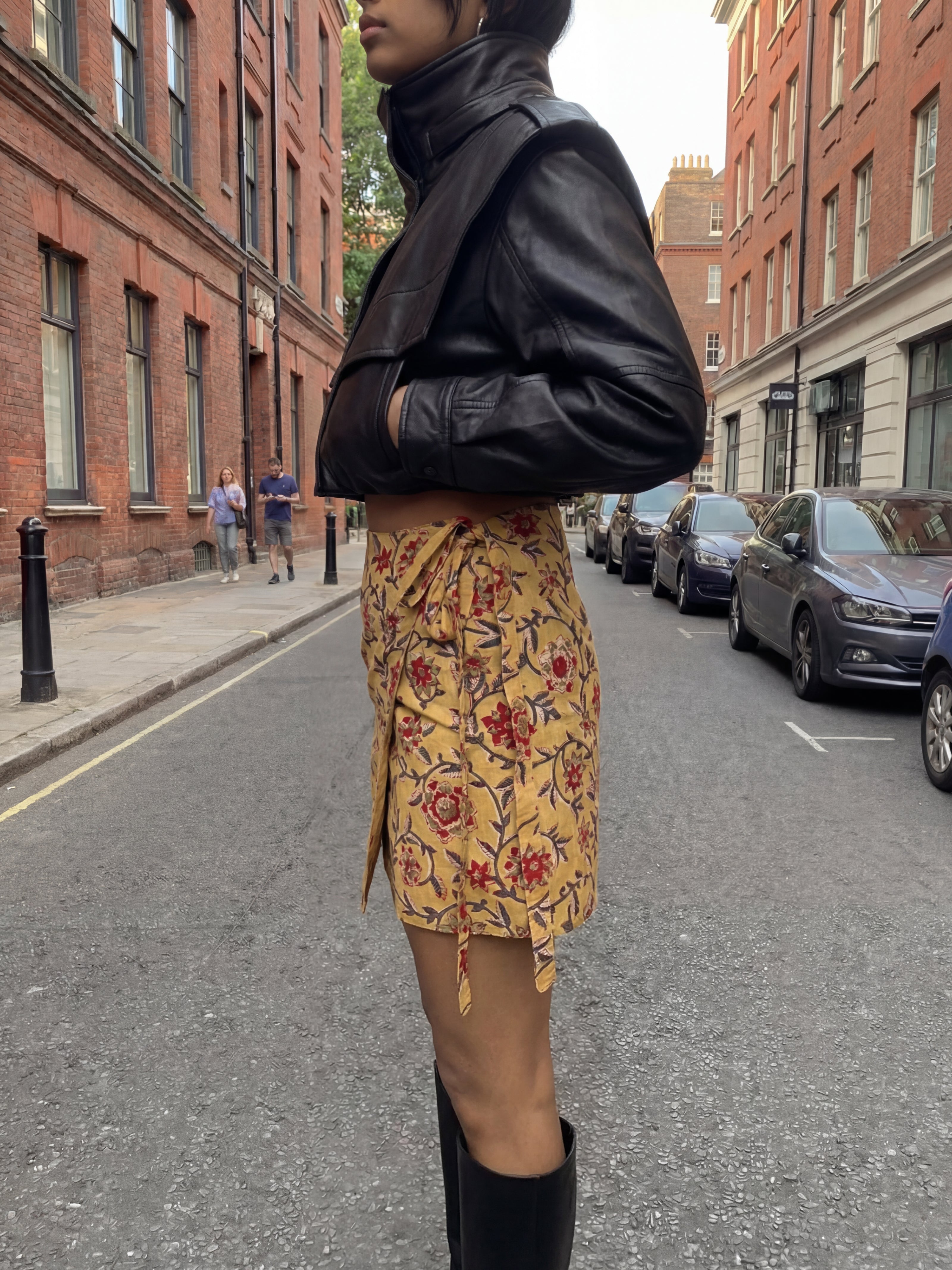 Reva Handblock Wrap Skirt - Marigold Trail