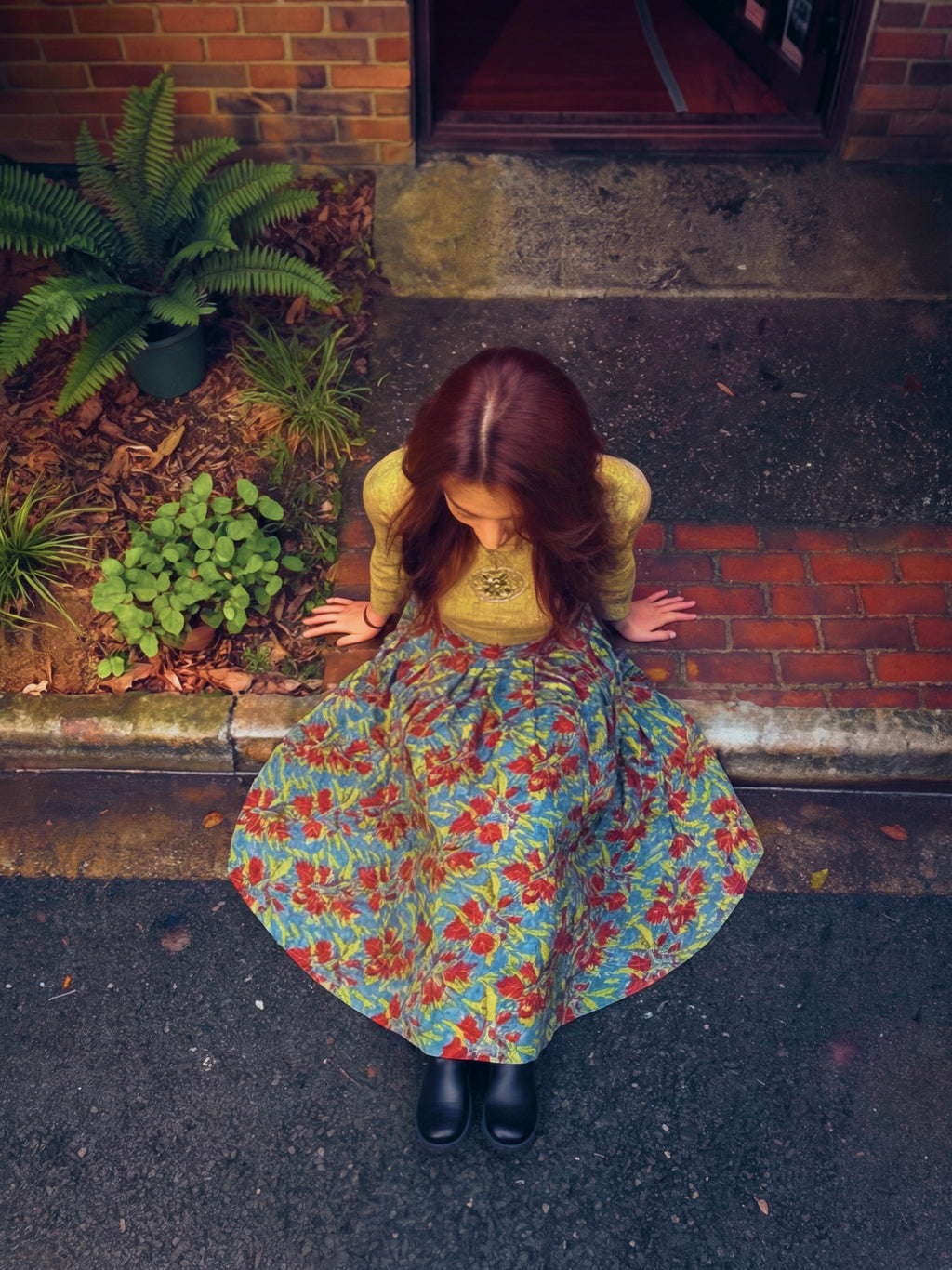 Ariha Handblock Pleated Skirt – Azure Bloom