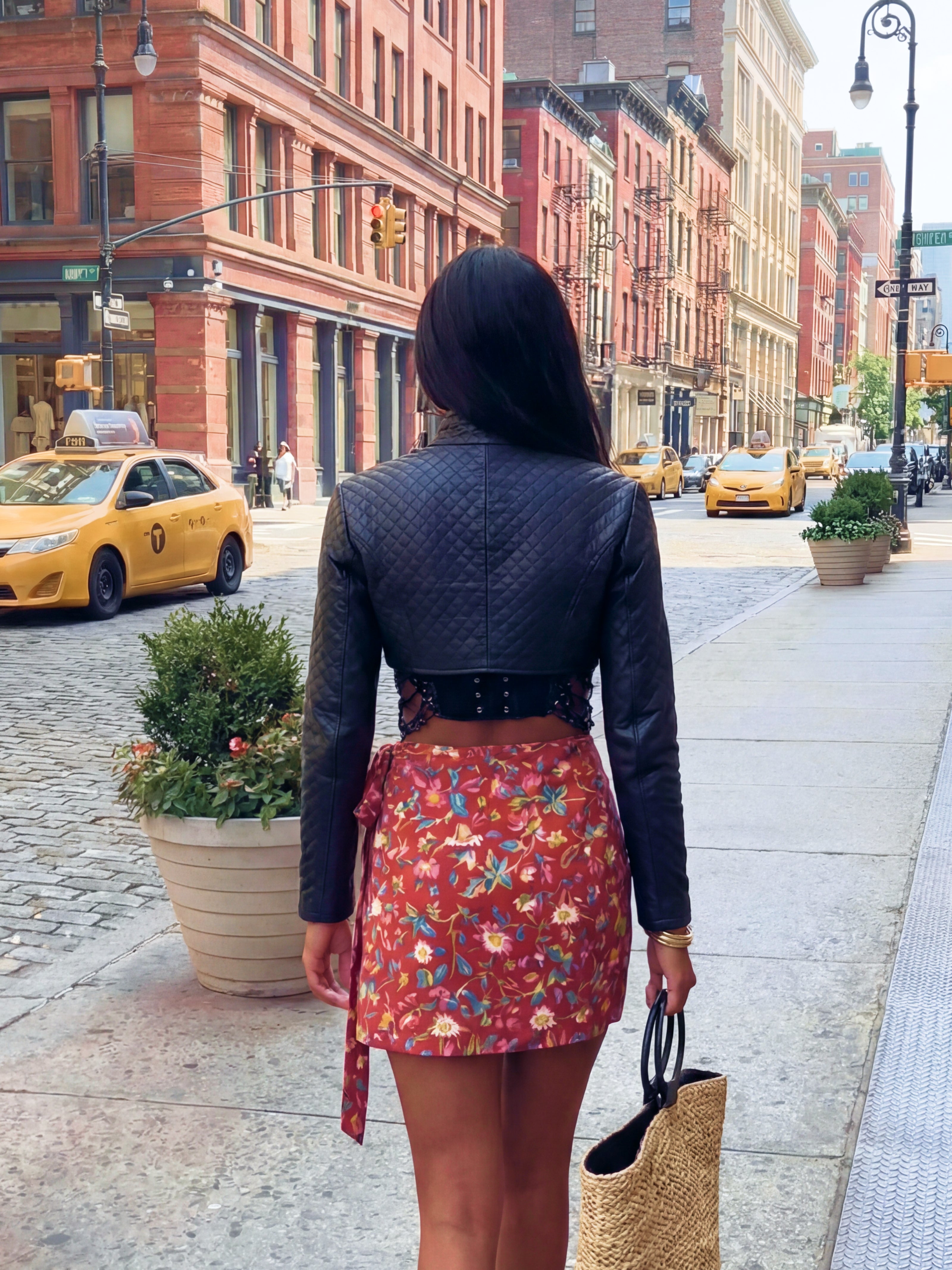 Reva Handblock Wrap Skirt - Crimson Bloom