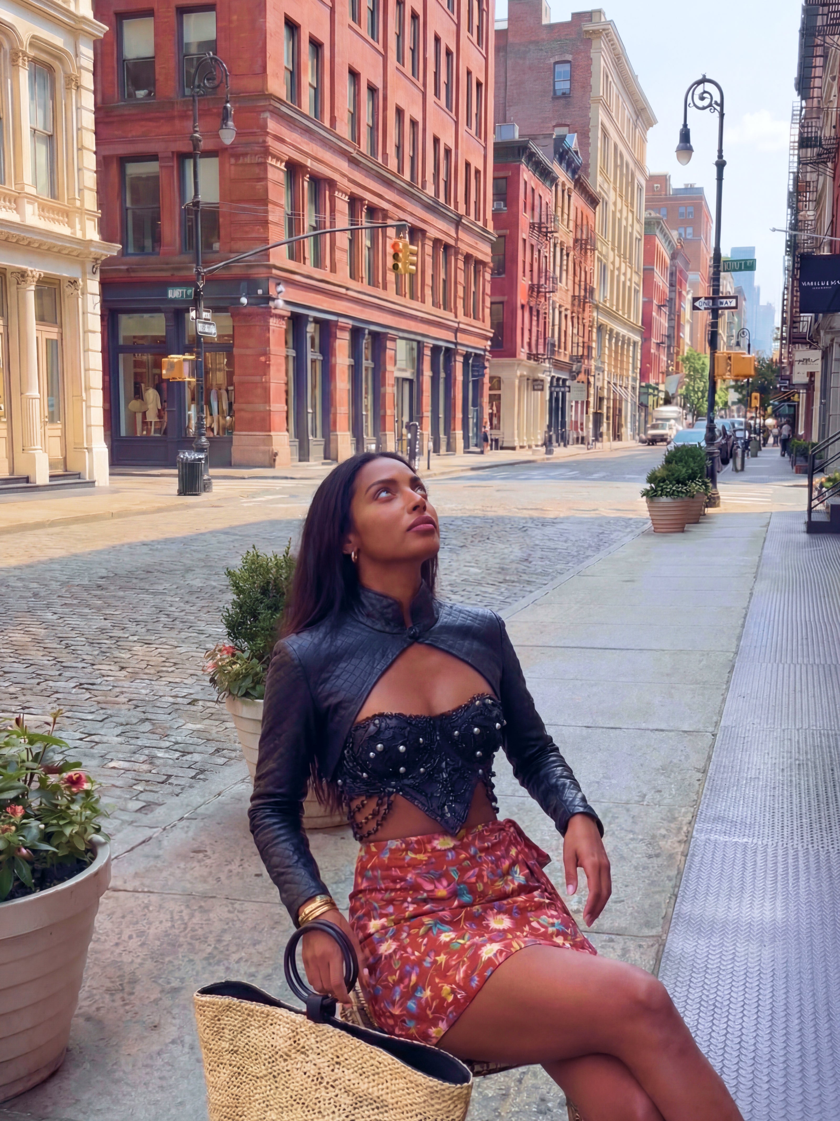 Reva Handblock Wrap Skirt - Crimson Bloom