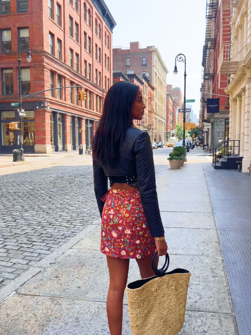 Reva Handblock Wrap Skirt - Crimson Bloom