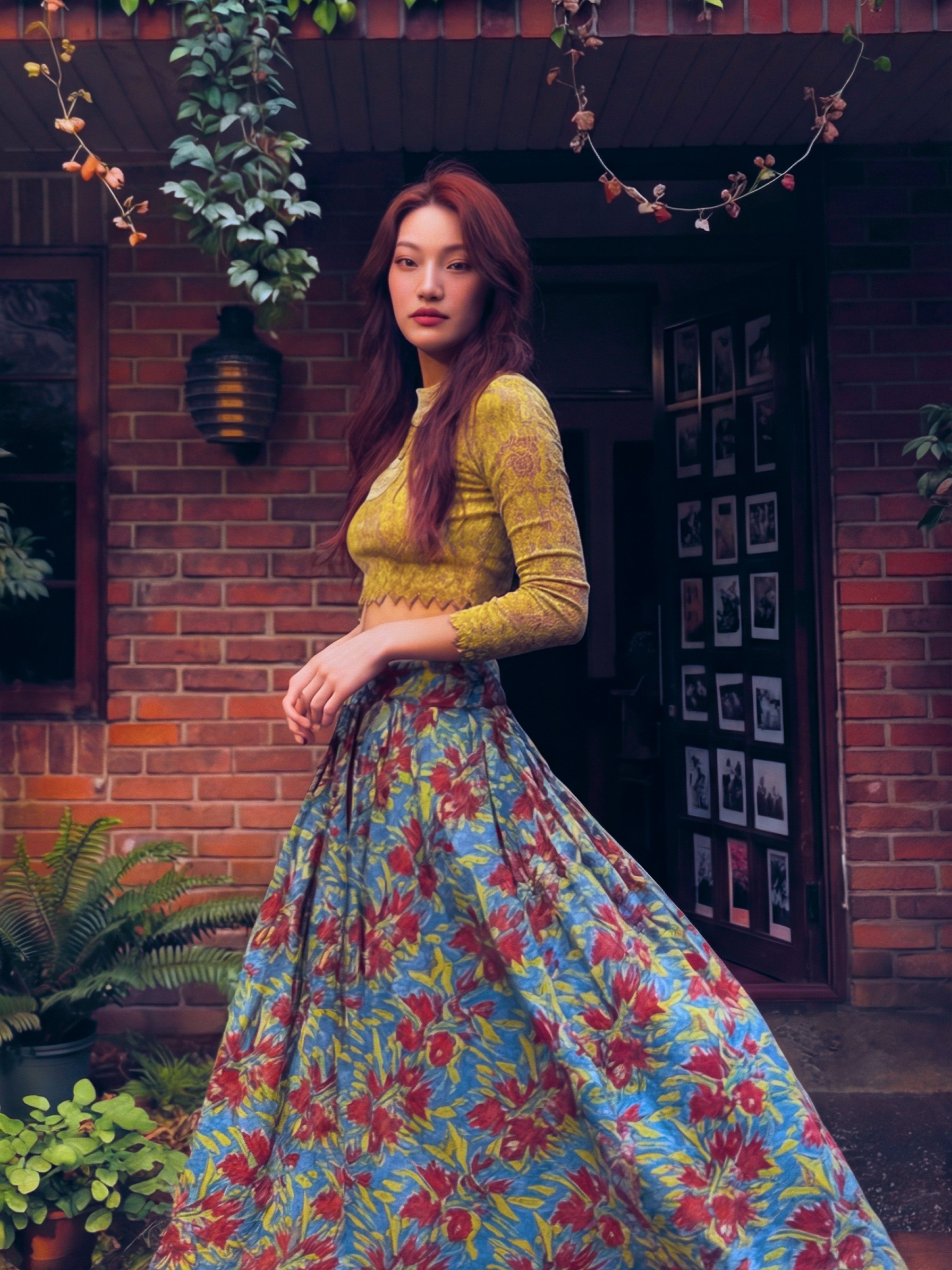 Ariha Handblock Pleated Skirt – Azure Bloom