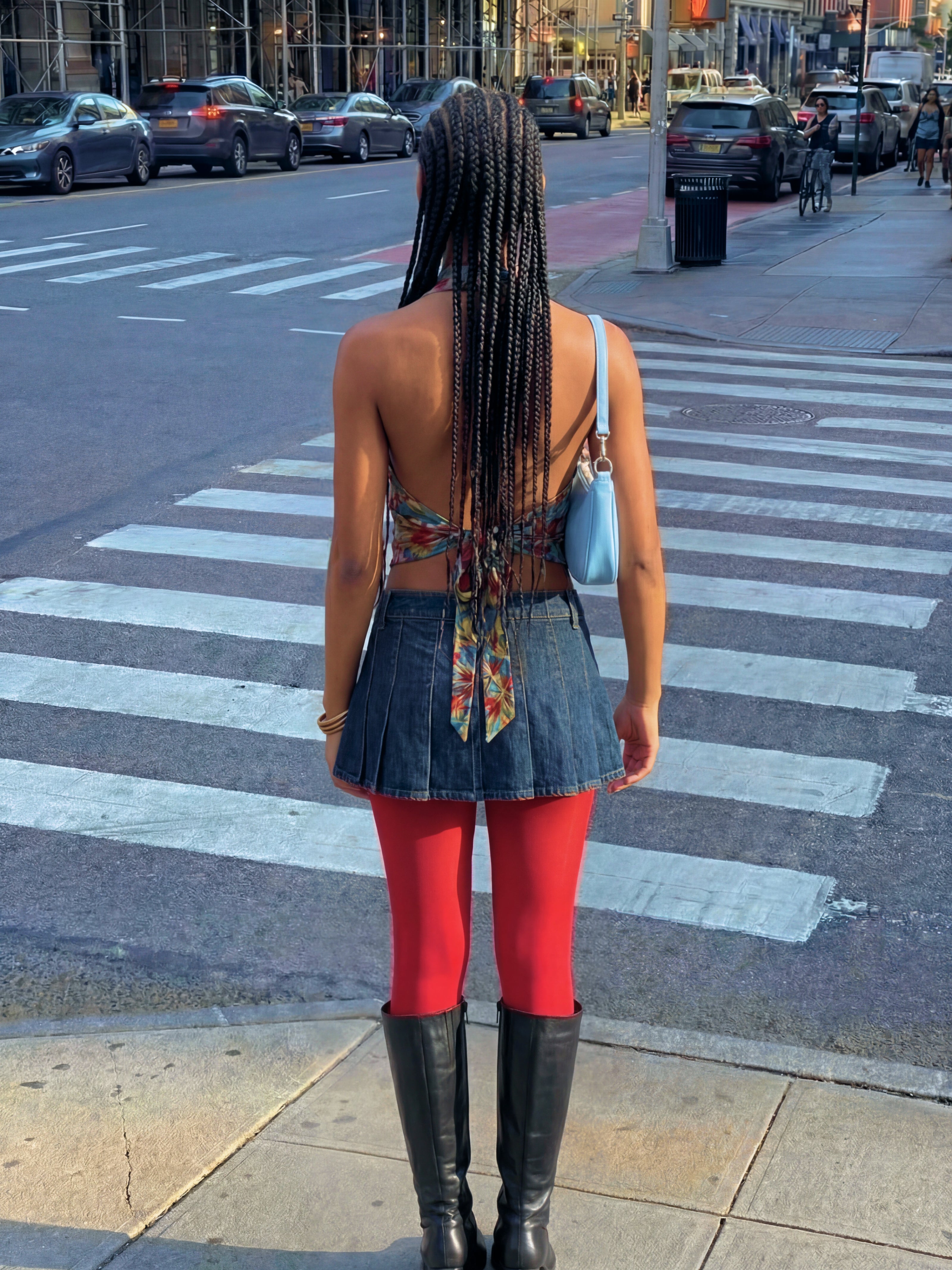 Ariha Handblock Halterneck Shirt – Azure Bloom